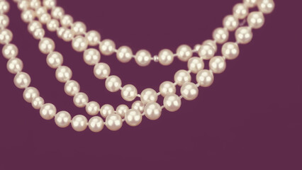 Obraz premium Elegant pearl necklace resting on a purple background, creating a luxurious and sophisticated image