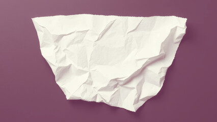 Obraz premium Wrinkled white paper lying crumpled against vibrant purple surface, generating textural minimalist design element