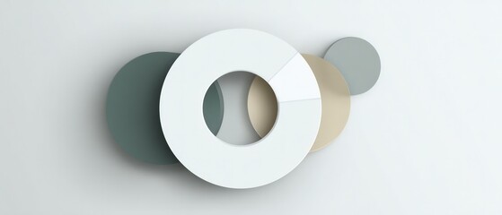 Photo of abstract geometric design featuring overlapping circles in muted pastel colors against a white background, creating a modern and minimal aesthetic