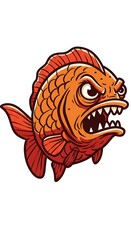 Obraz premium 怒りの金魚：鮮やかなデジタルイラスト