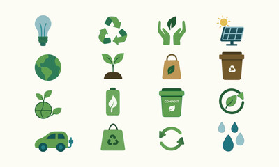 Sustainable Energy and Eco-Friendly Icons