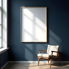 Minimalist modern photo frame. Minimal photo frame for mock up. Clean and simple style home decoration. pink and blue color tone. Aesthetic interior design. relax and chill. key up.	
