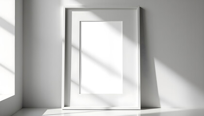 Minimalist modern photo frame. Minimal photo frame for mock up. Clean and simple style home decoration. pink and blue color tone. Aesthetic interior design. relax and chill. key up.