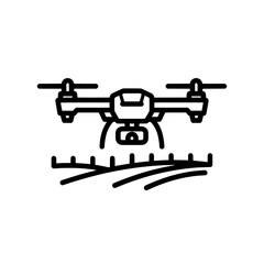 Naklejka premium Outline drone flying over fields and grass