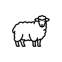 Sheep with wool outline on dark background for agricultural use