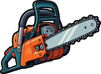 Fototapeta premium Chain saw colorful illustration isolated on transparent background