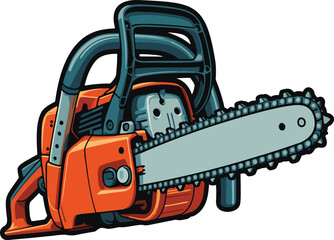 Chain saw colorful illustration isolated on transparent background
