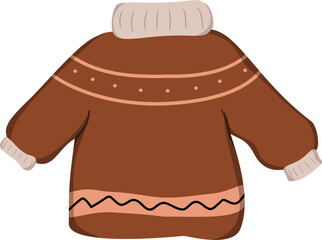 Brown wool sweater illustration