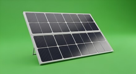 Standing solar panel on green screen backdrop
