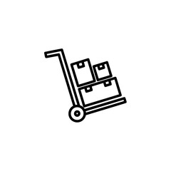 hand truck with boxes stack in black outline style
