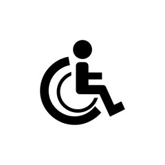 Disabled person in wheelchair icon for accessibility features