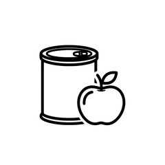 tinned food can and apple outlined icon for food packaging
