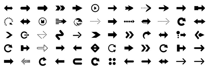 Arrow Icons Set - Black Vector Arrows and Collection of Arrow Illustrations for Digital, Graphic, and Web Design Applications