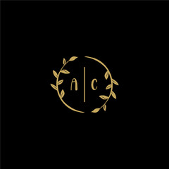 Obraz premium AC feminine and elegant wedding monogram initial logo with circle floral gold