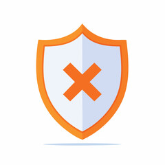 Fototapeta premium Orange and White Shield Icon with Cross Symbol