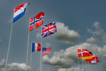 normandie, invasion, war, coast, beach, memorial, canada, flag, juno, canadian, blue, landscape,...