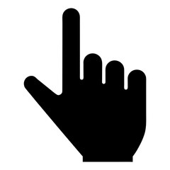 Black silhouette of a hand performing a click action with the index finger