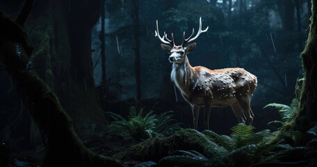 Majestic Stag in the Mystical Winter Forest