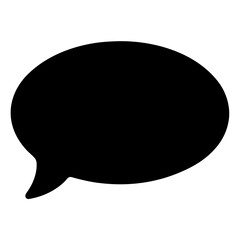 Simple black speech bubble silhouette on a white background for communication concepts