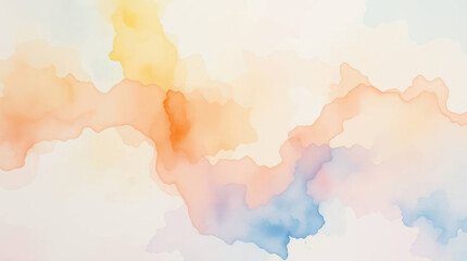 Abstract watercolor background with dynamic orange and blue color splashes