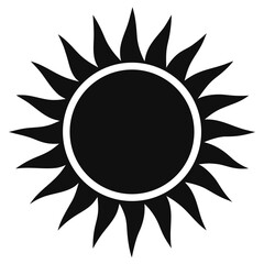 Black Silhouette Sun Icon for Light Mode UI — Minimalist Vector Symbol for Interface, Mobile App, Settings Button, Flat Design, Monochrome EPS Graphic, Simple Sunlight Illustration
