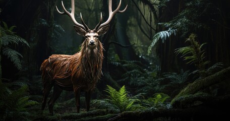 Majestic Stag in the Mystical Winter Forest