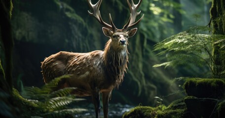 Majestic Stag in the Mystical Winter Forest
