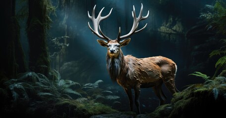 Majestic Stag in the Mystical Winter Forest