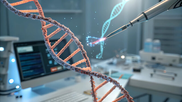 Dna research genetic engineering gene editing crispr technology science lab biotechnology medical innovation - Powered by Adobe