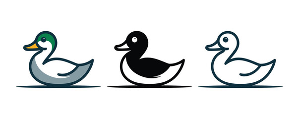 Obraz premium duck icon logo design modern minimalist.duck goose logo icon vector illustration hipster stock for cafe and restaurant mono line outline line.