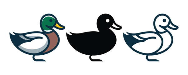 duck icon logo design modern minimalist.duck goose logo icon vector illustration hipster stock for cafe and restaurant mono line outline line.