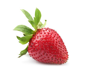 One fresh ripe strawberry isolated on white