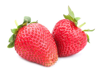 Fresh strawberries isolated on white. Seasonal berries