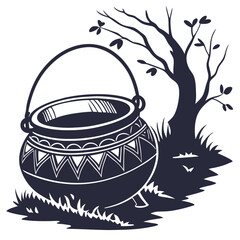 silhouette cauldron on white background