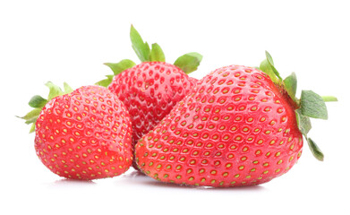 Fresh strawberries isolated on white. Seasonal berries