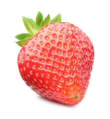 One fresh ripe strawberry isolated on white
