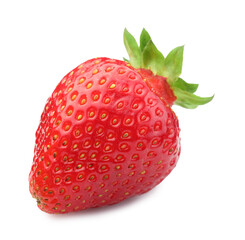 One fresh ripe strawberry isolated on white