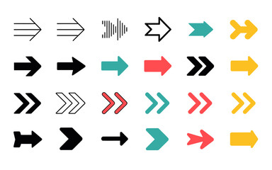Arrow Icons Set - Colorful Vector Collection with Diverse Arrow Symbols and Illustrations for Modern Web and Graphic Design Projects