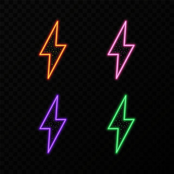 Multicolored neon lightning with glitter