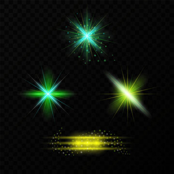 Yellow and green glowing flashes