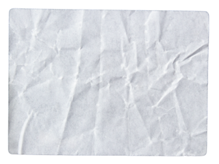 White adhesive glued paper sticker label with transparent background cut out design element