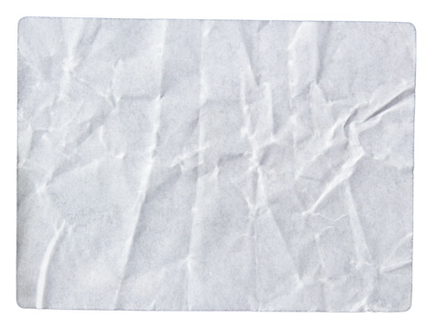 White adhesive glued paper sticker label with transparent background cut out design element