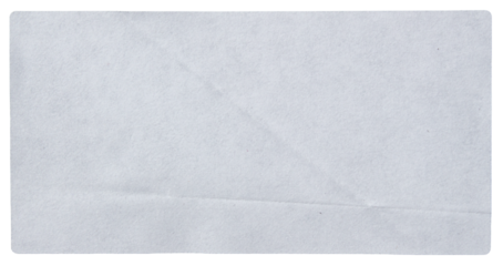 White adhesive glued paper sticker label with transparent background cut out design element