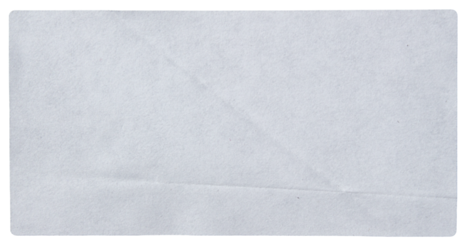 White adhesive glued paper sticker label with transparent background cut out design element