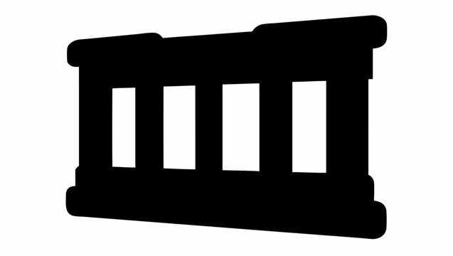 Illustration of a black jail cell with white bars
