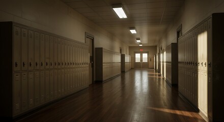 夕暮れの校舎廊下 静寂の余韻