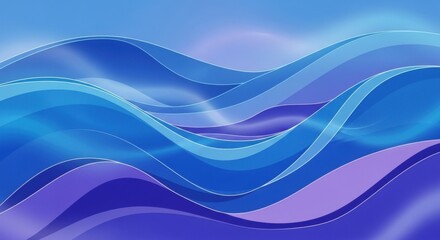 Fototapeta premium Abstract flowing waves of blue and purple hues with white highlights
