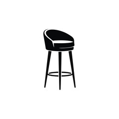 Silhouette Illustration of Modern Round Back Bar Stool with Three Legs