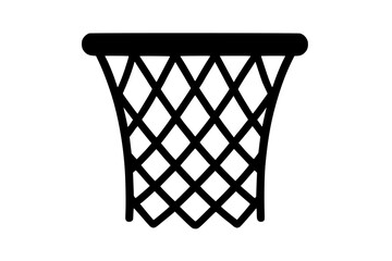 Basketball Hoop Silhouette Isolated on White Background