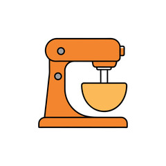 Stand mixer kitchen appliance for food prep coloring book Line Art Vector Illustration